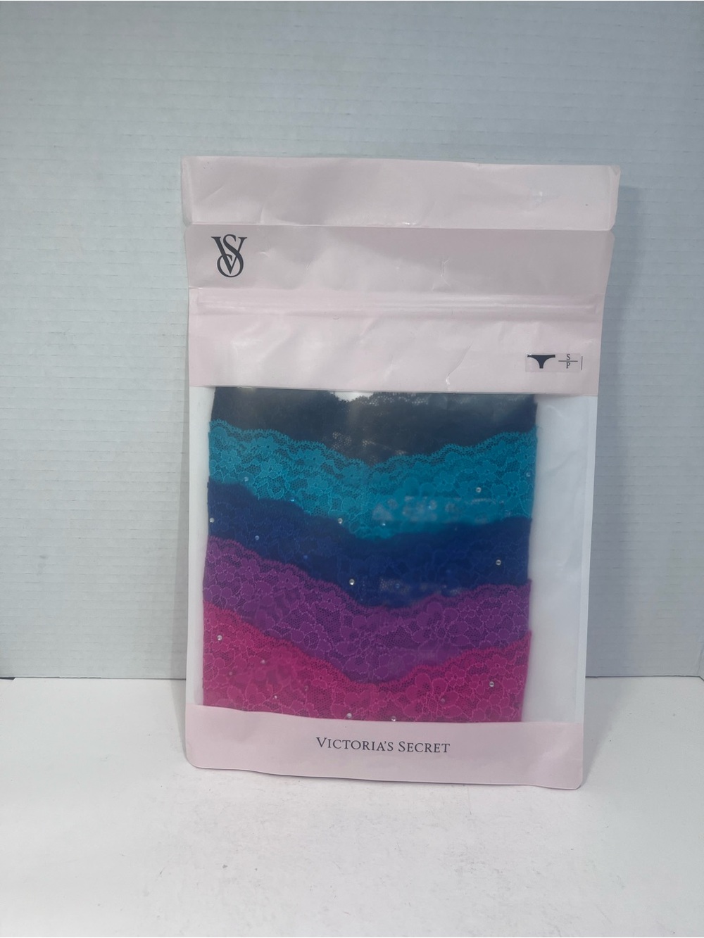 5 Pack Victoria's Secret Lace Thongs Panties - Teal, Blue, Purple, Pink
